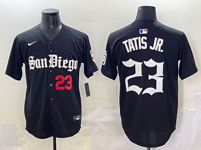 Men 2025 San Diego Padres #23 Tatis jr Black Five generations Joint Name Nike MLB Jersey style 6->san diego padres->MLB Jersey